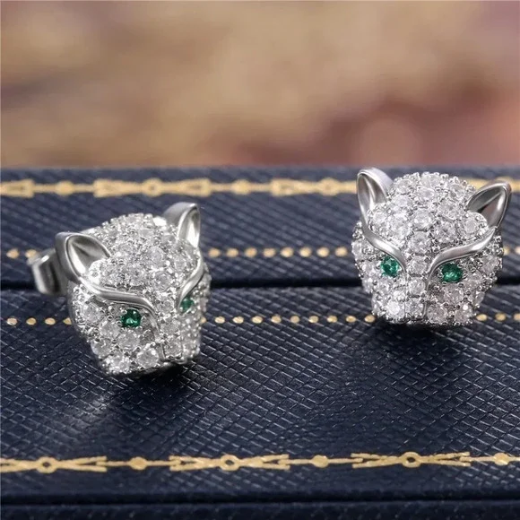 💝925 Sterling Plated Shiny Crystal Sparkling Stud Earrings for Women,UNVN12448 - Picture 2 of 6